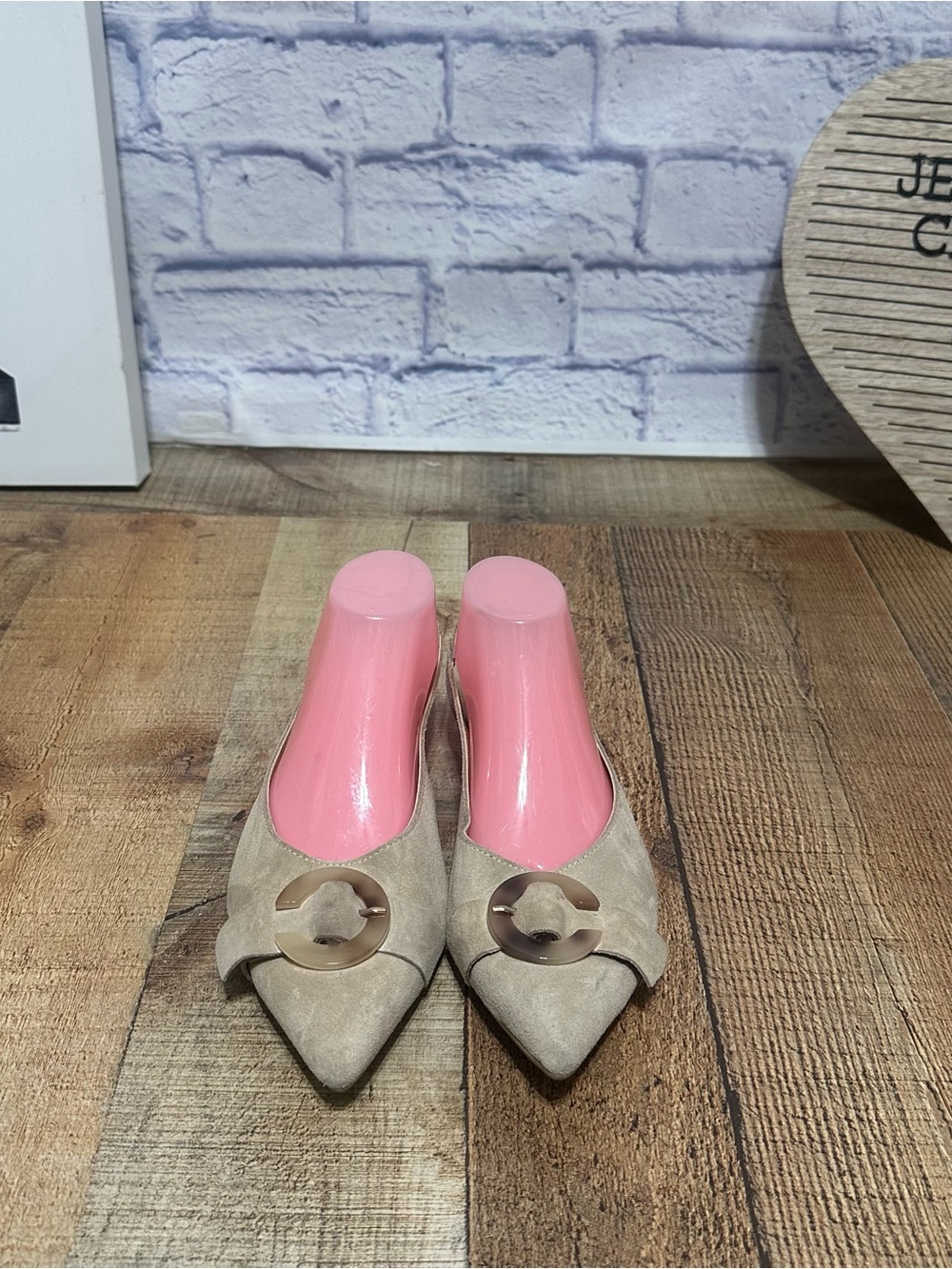 Riccardo Boccia Womens Slingback Suede Pointed Toe Shoes Preppy Office Tan 41